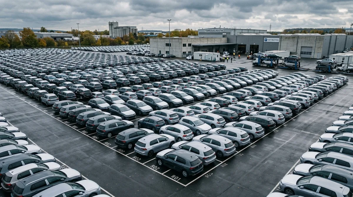 Njemački dilerski centar s nizovima rabljenih leasing automobila